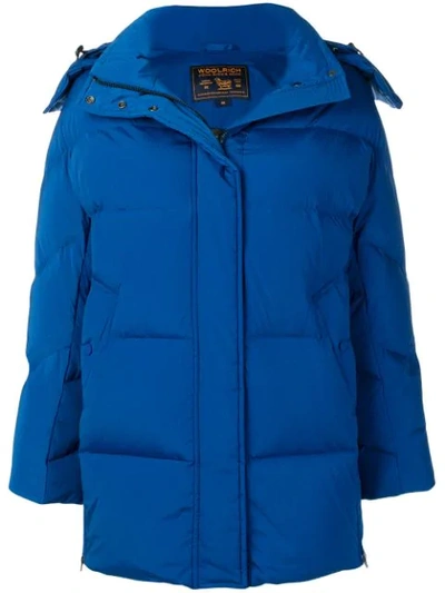Shop Woolrich Zipped Padded Jacket - Blue
