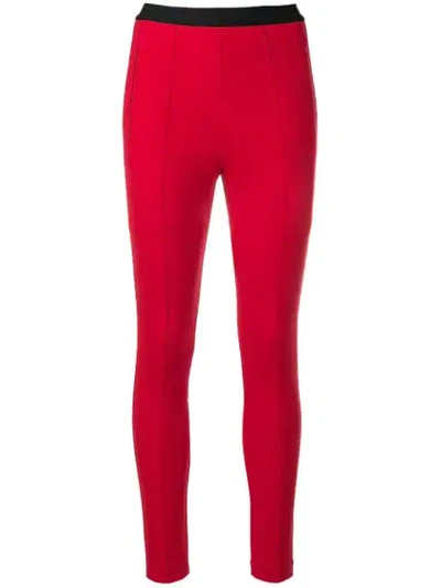 Shop Balenciaga Logo Waistband Leggings In Red