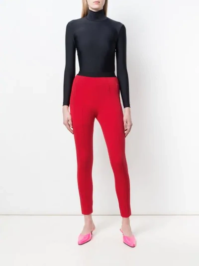 Shop Balenciaga Logo Waistband Leggings In Red