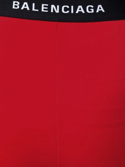 Shop Balenciaga Logo Waistband Leggings In Red