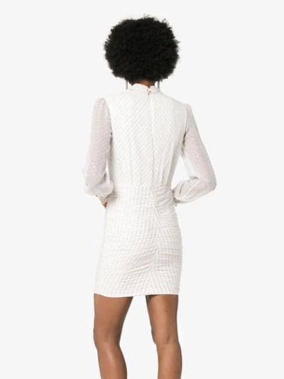 Shop Haney Pippa Metallic Polka-dot Dress In White