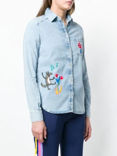Shop Mira Mikati Fairytale Embroidered Denim Shirt In Blue
