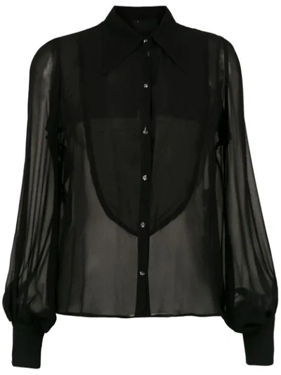 Shop Andrea Bogosian Sheer Silk Shirt In Black