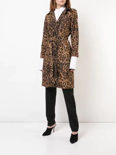 Shop Samantha Sung Parisseinne Leopard Print Coat In Brown