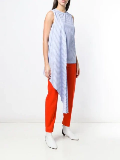 Shop Joseph Striped Draped Sleeveless Top In Blue