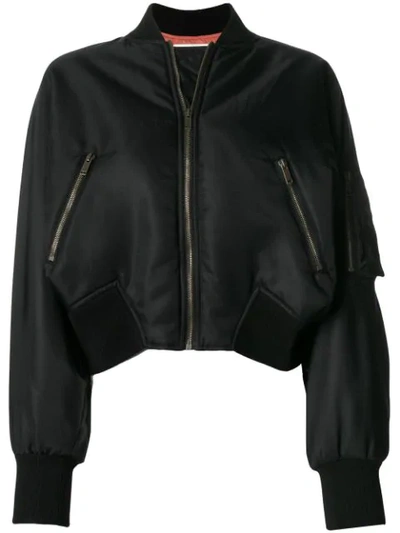 Shop Valentino 1971 Cropped Bomber Jacket In Black