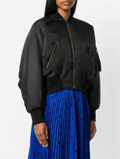 Shop Valentino 1971 Cropped Bomber Jacket In Black