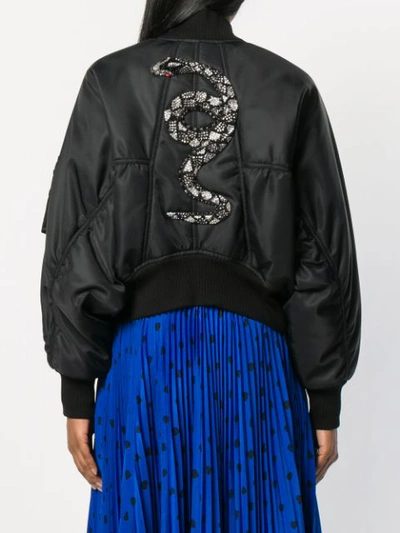 Shop Valentino 1971 Cropped Bomber Jacket In Black