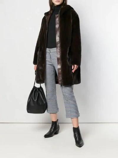 Shop Liska Hooded Coat In Brown