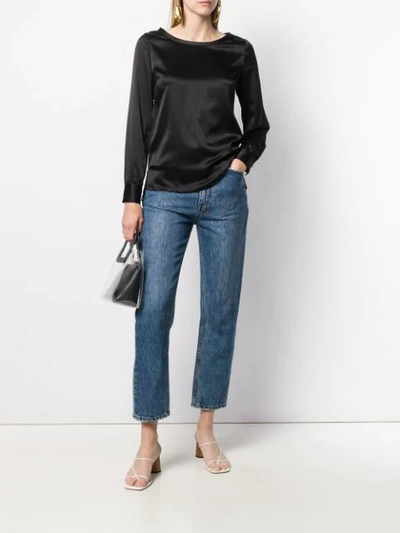 Shop Pinko Long-sleeve Fitted Blouse - Black