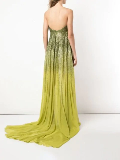 Shop Oscar De La Renta Strapless Gown With Ombré Sequins In Olivine