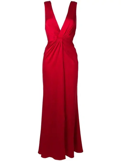 Shop Amiri V-neck Maxi Gown In Red