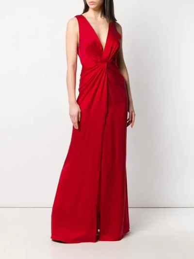 Shop Amiri V-neck Maxi Gown In Red