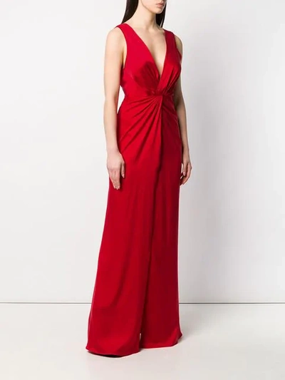 Shop Amiri V-neck Maxi Gown In Red