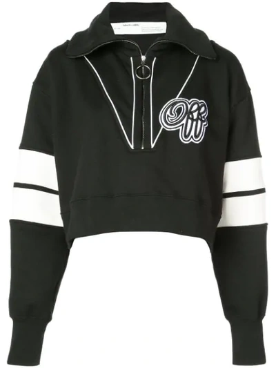 Shop Off-white Half-zip Patch Logo Sweatshirt - Black