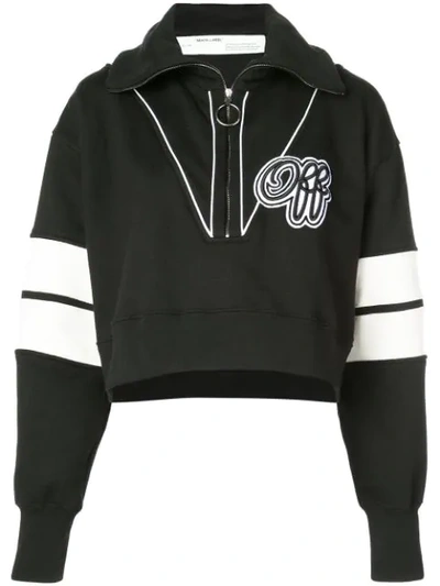 Shop Off-white Half-zip Patch Logo Sweatshirt - Black