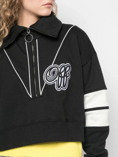 Shop Off-white Half-zip Patch Logo Sweatshirt - Black
