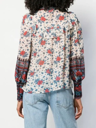 Shop Ulla Johnson Floral Long-sleeve Blouse In Neutrals