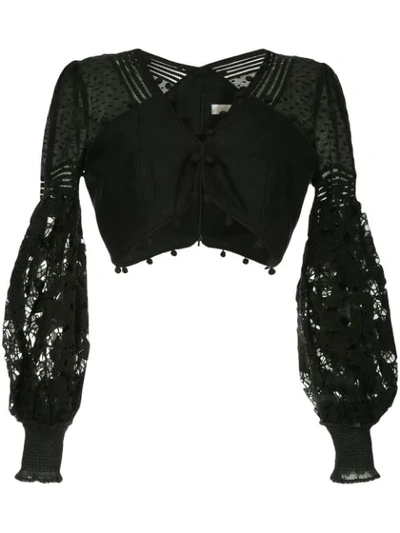 Zimmermann Corsage Embellished Bodice Cropped Top In Black | ModeSens