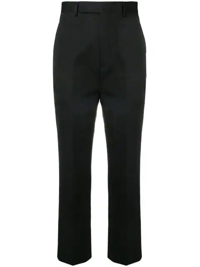 Shop Rick Owens Cropped Pleated Trousers In Black