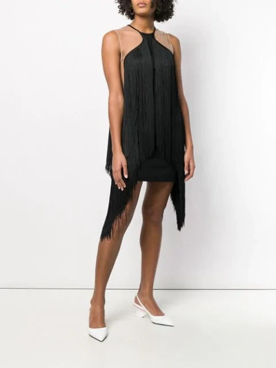 Shop Stella Mccartney Fringe Trim Bodycon Mini Dress In Black
