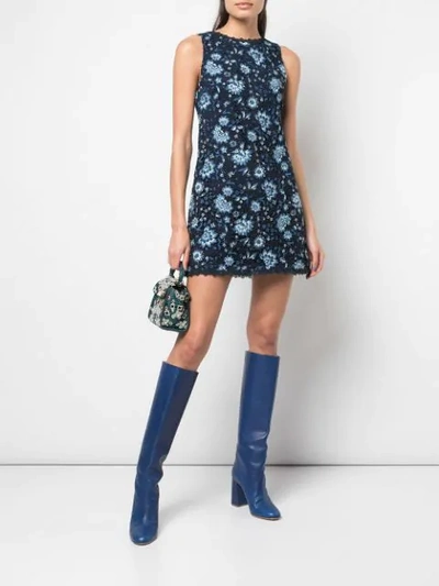 ALICE+OLIVIA LACE FLORAL FITTED DRESS - 黑色