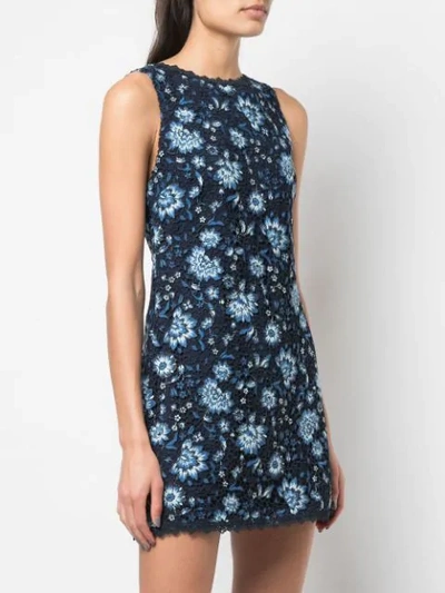Shop Alice And Olivia Lace Floral Fitted Dress In Black