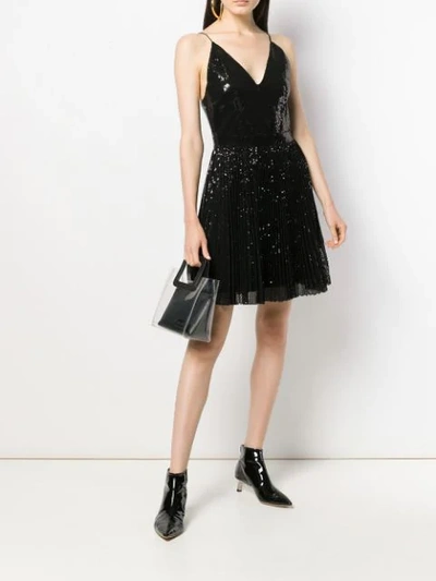 Shop Msgm Sequin Pleated Dress In Black