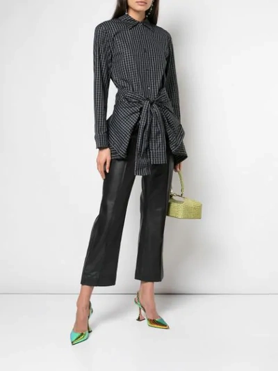 Shop Alexander Wang Check Tie Front Shirt In Black