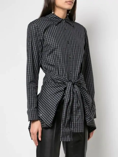 Shop Alexander Wang Check Tie Front Shirt In Black