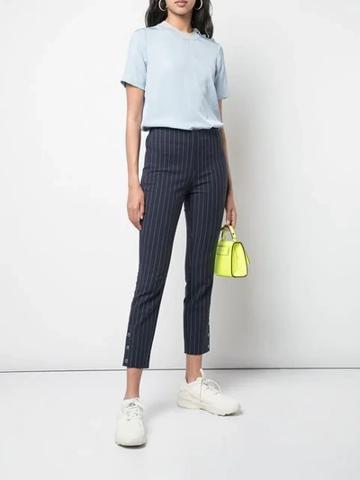 Shop Rag & Bone Pinstripe Cropped Trousers In Blue