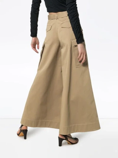 Shop Asai Wide-leg Cargo Trousers In Brown