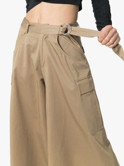 Shop Asai Wide-leg Cargo Trousers In Brown