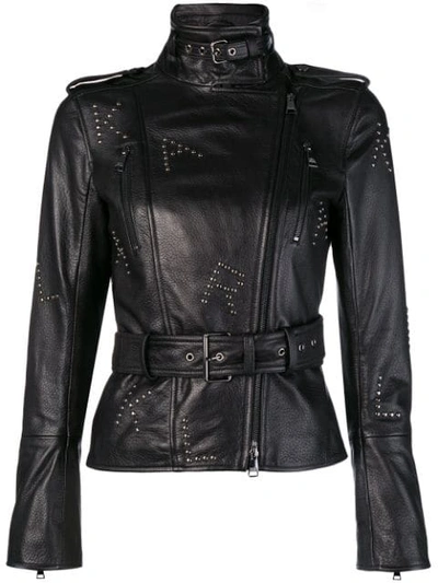 Shop Karl Lagerfeld Studded Biker Jacket - Black