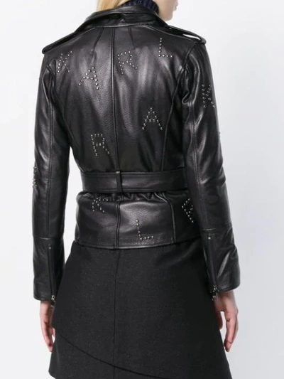 Shop Karl Lagerfeld Studded Biker Jacket - Black