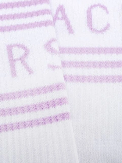Shop Versace Jacquard Logo Knit Socks In White