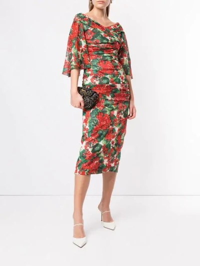 Shop Dolce & Gabbana Portofino Print Midi Dress In Red