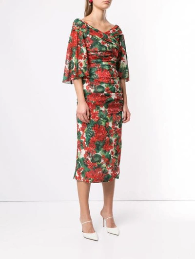 Shop Dolce & Gabbana Portofino Print Midi Dress In Red