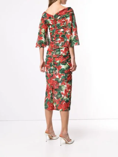 Shop Dolce & Gabbana Portofino Print Midi Dress In Red