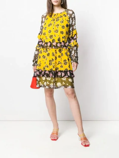 Shop Diane Von Furstenberg Floral Print Dress In Yellow