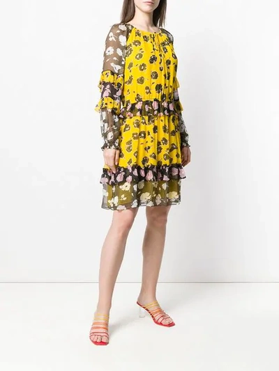 Shop Diane Von Furstenberg Floral Print Dress In Yellow