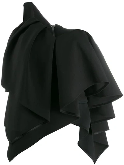 Shop Avaro Figlio One Shoulder Ruffle Top In Black