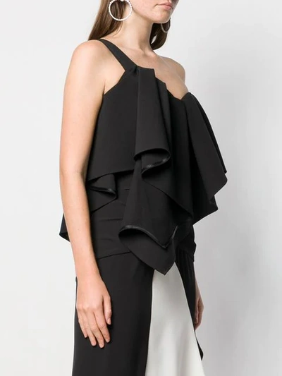 Shop Avaro Figlio One Shoulder Ruffle Top In Black