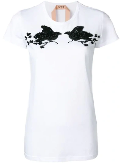 Shop N°21 T-shirt Mit Verzierungen In White