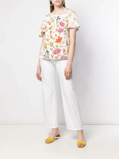 Shop Peter Pilotto Botanical Print Blouse In White