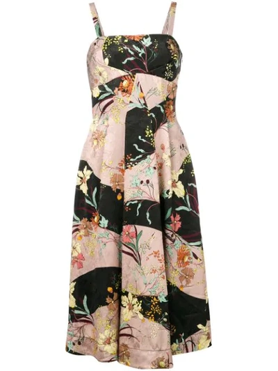 Shop Antonio Marras Floral Flared Midi Dress In Black