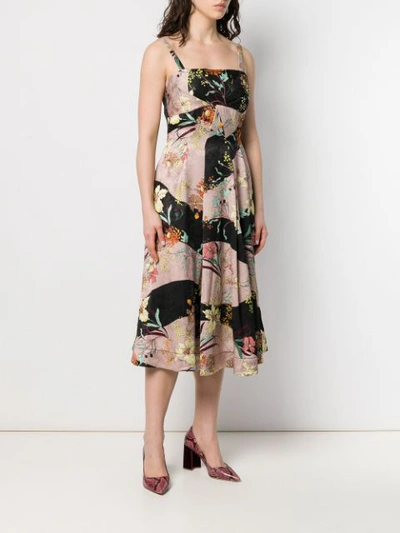 Shop Antonio Marras Floral Flared Midi Dress In Black