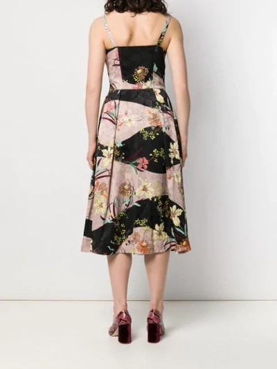 Shop Antonio Marras Floral Flared Midi Dress In Black