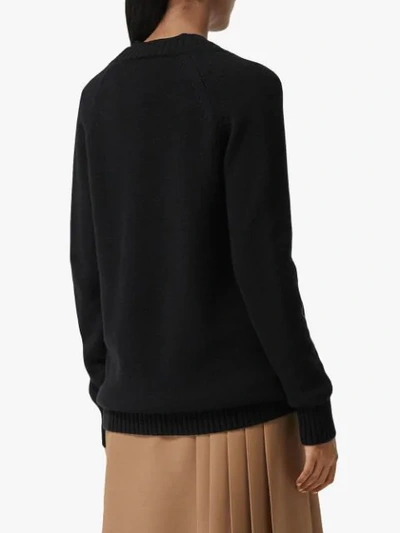 Shop Burberry Logo Button Cashmere Cardigan In Black