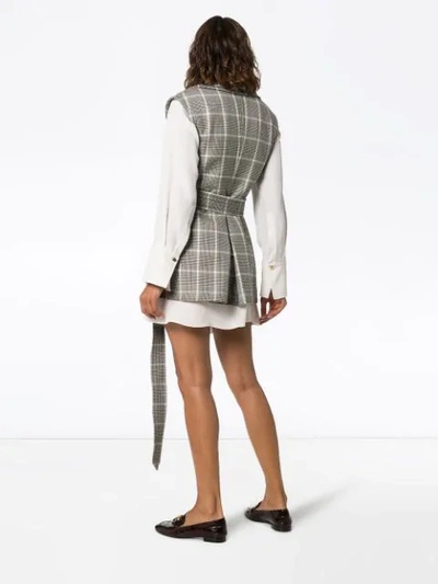 Shop Stella Mccartney Check Belted Waistcoat In Brown